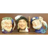 Three Royal Doulton large character mugs, Old Salt, Bacchus and Aramis, Aramis second quality