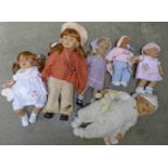 Six dolls, Zaph Creation Collete Range vinyl doll, other Zertificat dolls, a German Julia Werner