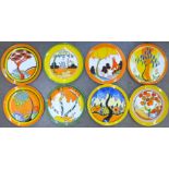 Eight Wedgwood Bradford Exchange Clarice Cliff Living Landscapes plates, 20.5cm, limited edition,