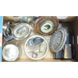 A collection of plated ware and a barometer **PLEASE NOTE THIS LOT IS NOT ELIGIBLE FOR POSTING AND