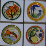 A set of four Wedgwood Clarice Cliff The Best Loved Landscape plates, 26cm, with boxes and