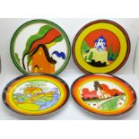 Four Wedgwood Bradford Exchange World of Clarice Cliff plates, 20.5cm, limited edition, with