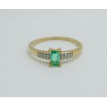 A 9ct gold, Columbian emerald and diamond ring, with certificate, 1.7g, Q