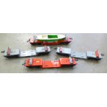 Four Hornby Meccano O gauge metal platform wagons