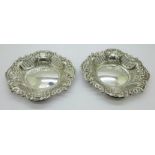 A pair of pierced silver dishes, 174g, 12.5cm x 15.5cm