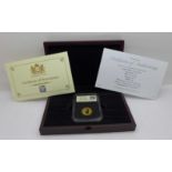 Coin; UK 2021 1/4oz. Gold Britannia 'Date Stamp', 24 carat gold, 7.78g, limited to 150, postmarked