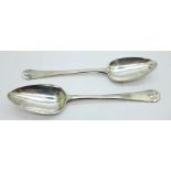 A pair of George III silver serving spoons, London 1809, 138g