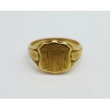 An 18ct gold ring, Birmingham 1923, with initials, 9.4g, S