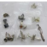 Nine pairs of silver cufflinks, two marked West Germany and one marked Osebergfunnet, and one tie-