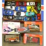 Burago, Maisto and other die-cast model vehicles, five boxed