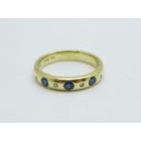 A 14ct gold, sapphire and diamond ring, 4.4g, P