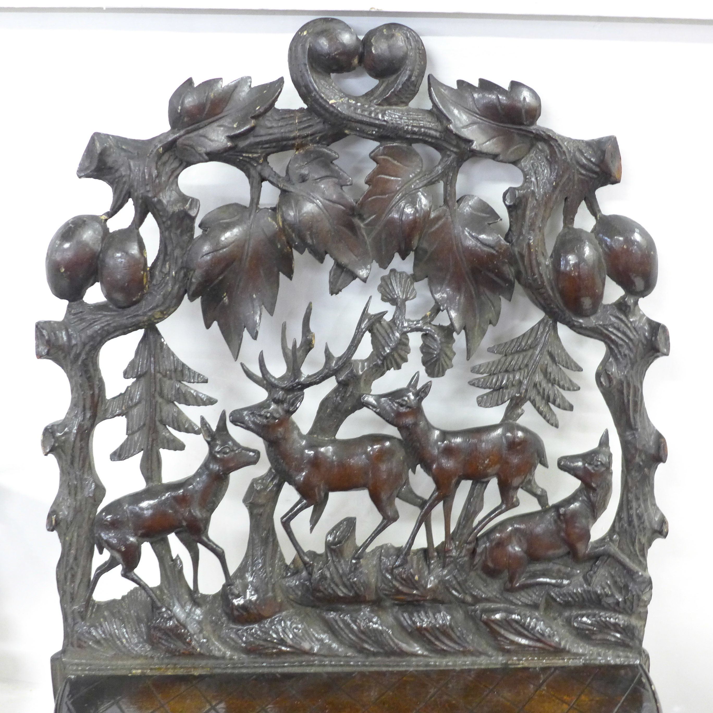 A Black Forest carved seated bear and three carved shelves - Image 4 of 5