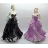 Two Royal Doulton Pretty Ladies figures; Victoria and Evening Elegance