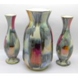 A set of three West German vases, tallest 20cm