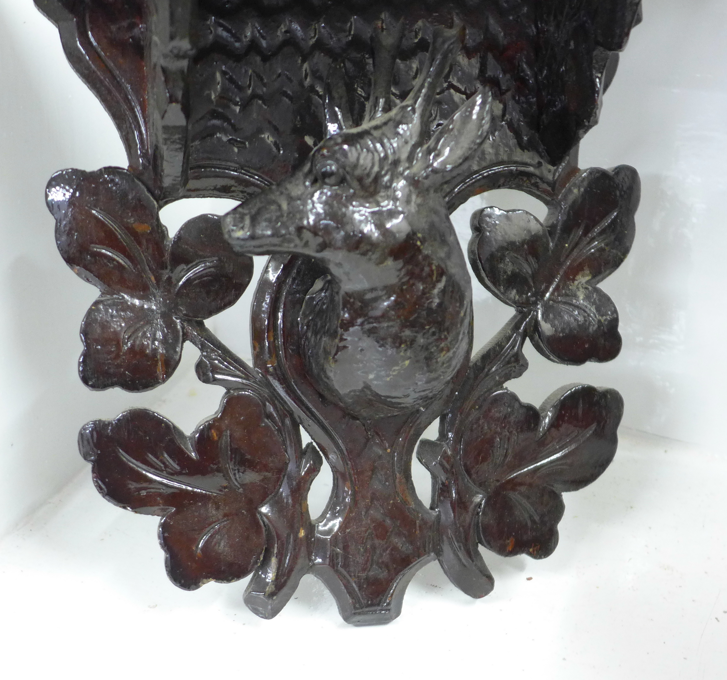 A Black Forest carved seated bear and three carved shelves - Image 2 of 5