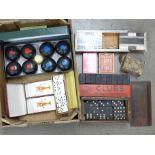 Assorted games, dominoes, cribbage board, etc. **PLEASE NOTE THIS LOT IS NOT ELIGIBLE FOR POSTING
