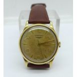 A 9ct gold cased gentleman's Longines wristwatch with original box, the case back with