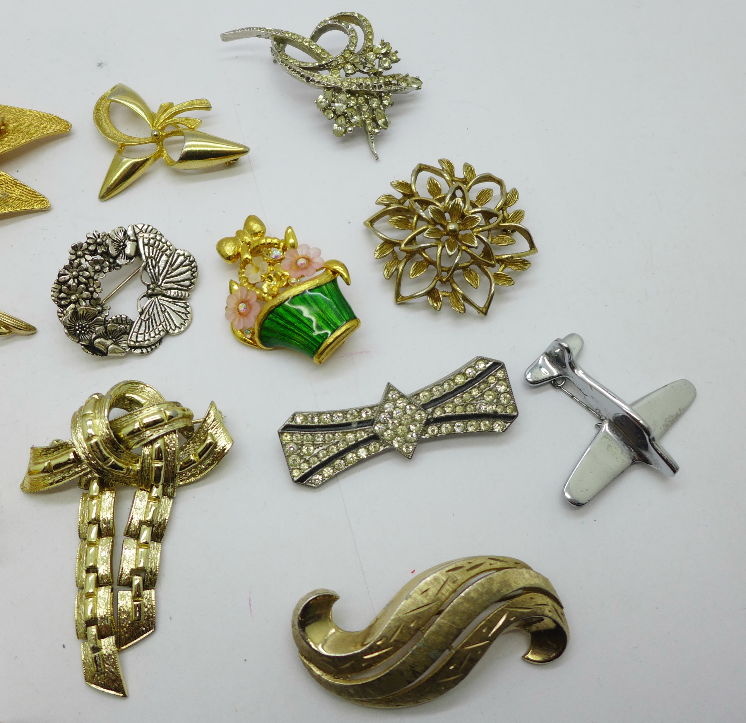 A Spitfire/aircraft sweetheart brooch, costume jewellery including large cross pendant and a - Image 3 of 3