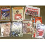 Approximately eighty Nottingham Forest football programmes, 1970's to 2000 and a collection of