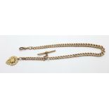 A 9ct gold Albert chain with 9ct gold fob, each graduated link marked, 54g, 35cm from clip to T-bar