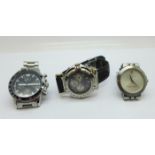Three gentleman's wristwatches, Krug-Baumen, Lige and Perry Ellis