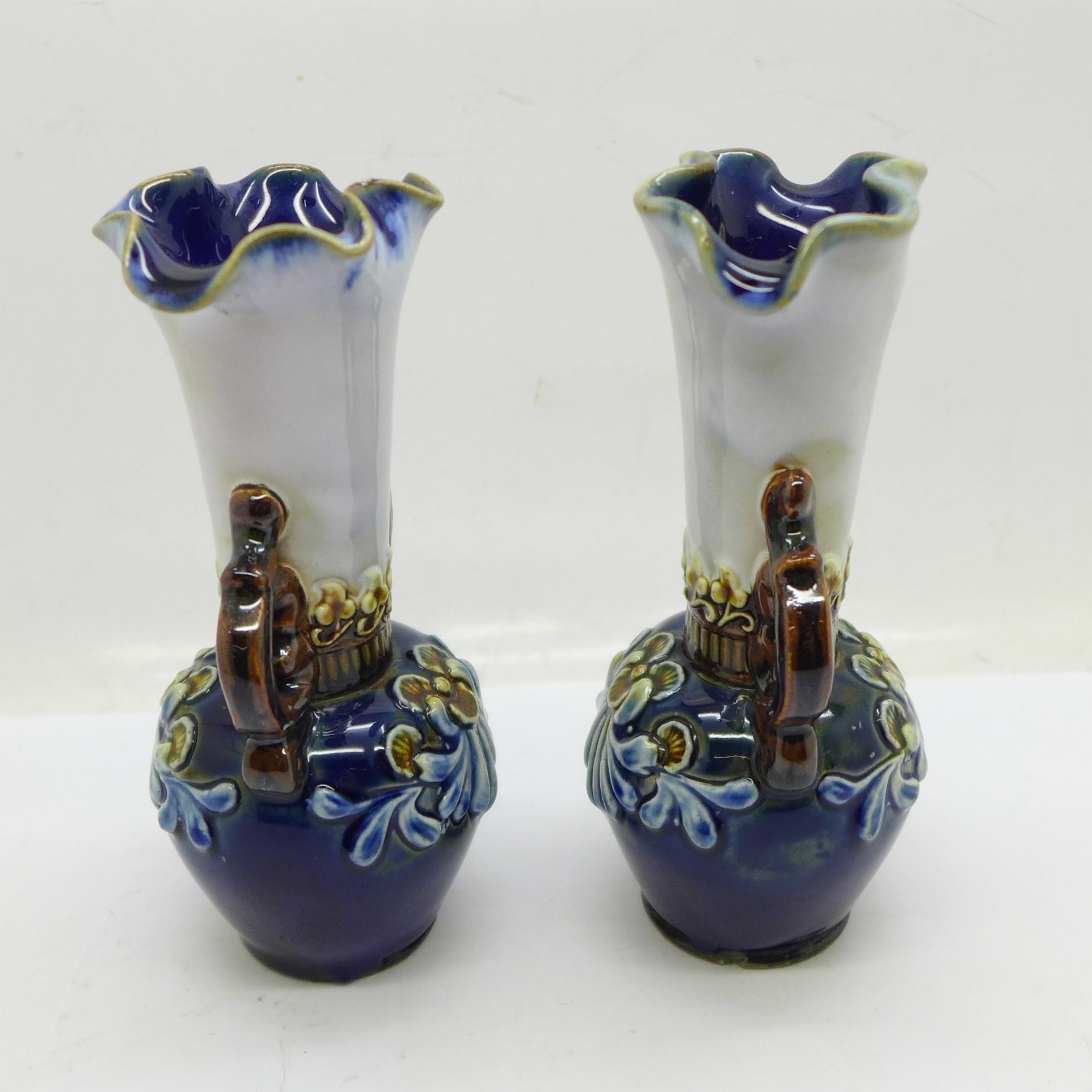 A pair of small Royal Doulton vases, both with small chips to the base, 12.5cm - Image 2 of 6