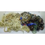 A collection of bead and pearl necklaces