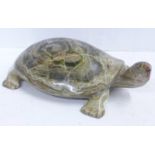 A large onyx turtle, one leg repaired, 30cm