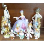 A Nao figure, half dolls, other figures and a Franklin Porcelain Marianne the Minuet