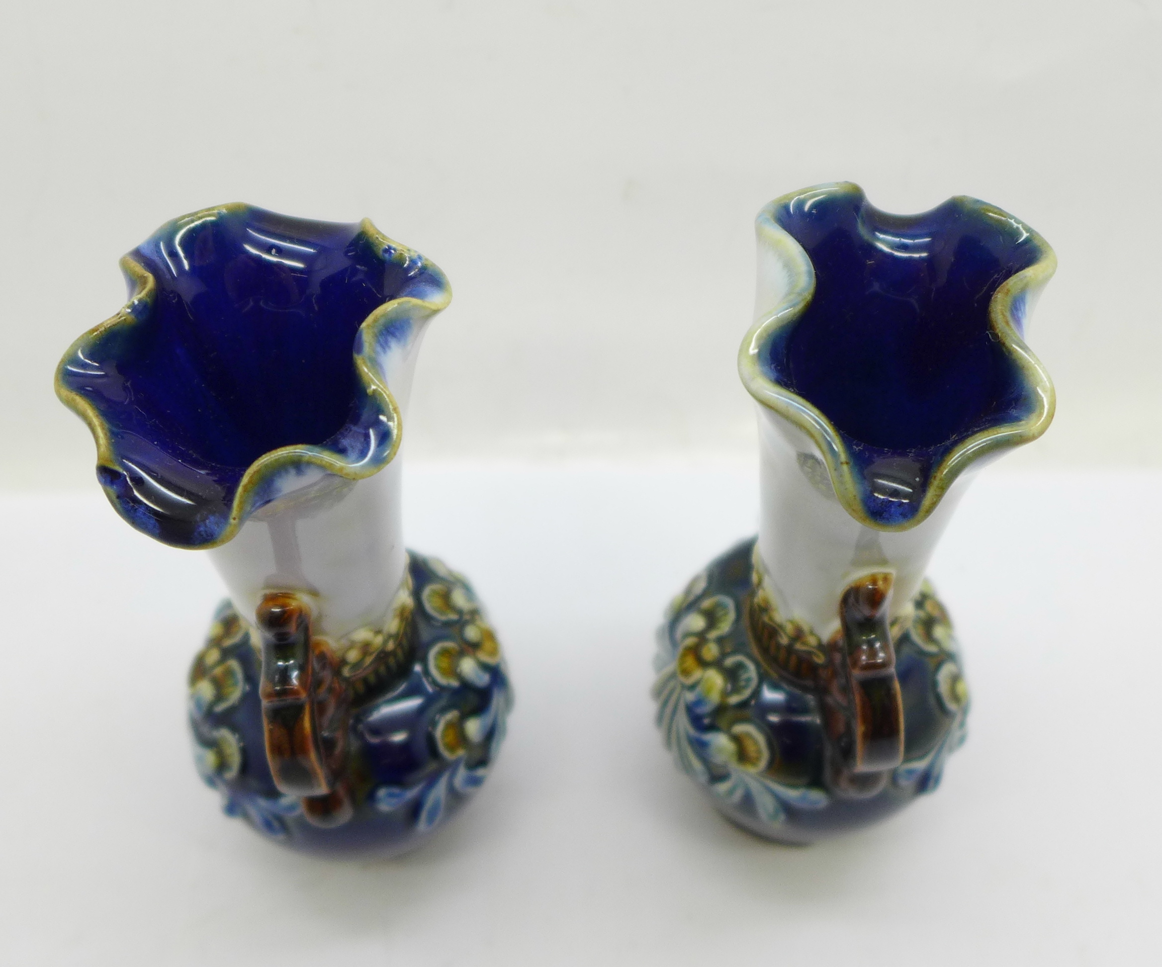 A pair of small Royal Doulton vases, both with small chips to the base, 12.5cm - Image 5 of 6