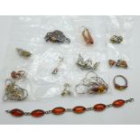 Silver and amber jewellery