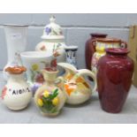 A Radford vase, a Bewley jug and other china **PLEASE NOTE THIS LOT IS NOT ELIGIBLE FOR POSTING