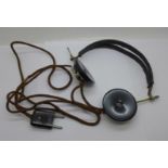 A pair of German headphones, marked N&K, Neufeldt & Kuhnke Kiel