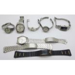 Six Seiko wristwatches and two Seiko bracelet straps