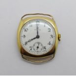 A gold plated Omega wristwatch, 29mm case, case a/f