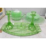 A collection of green glassware **PLEASE NOTE THIS LOT IS NOT ELIGIBLE FOR POSTING AND PACKING**
