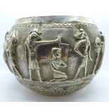 An Egyptian embossed bowl with Pharoahs and mythological creatures, height 14cm