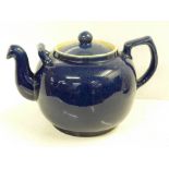 A large cottage blue Denby teapot, 6 pints