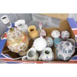 A collection of china including lidded pots and a glass vase **PLEASE NOTE THIS LOT IS NOT