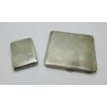 A silver cigarette case and a silver matchbook holder, 155g