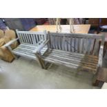 Two teak garden benches