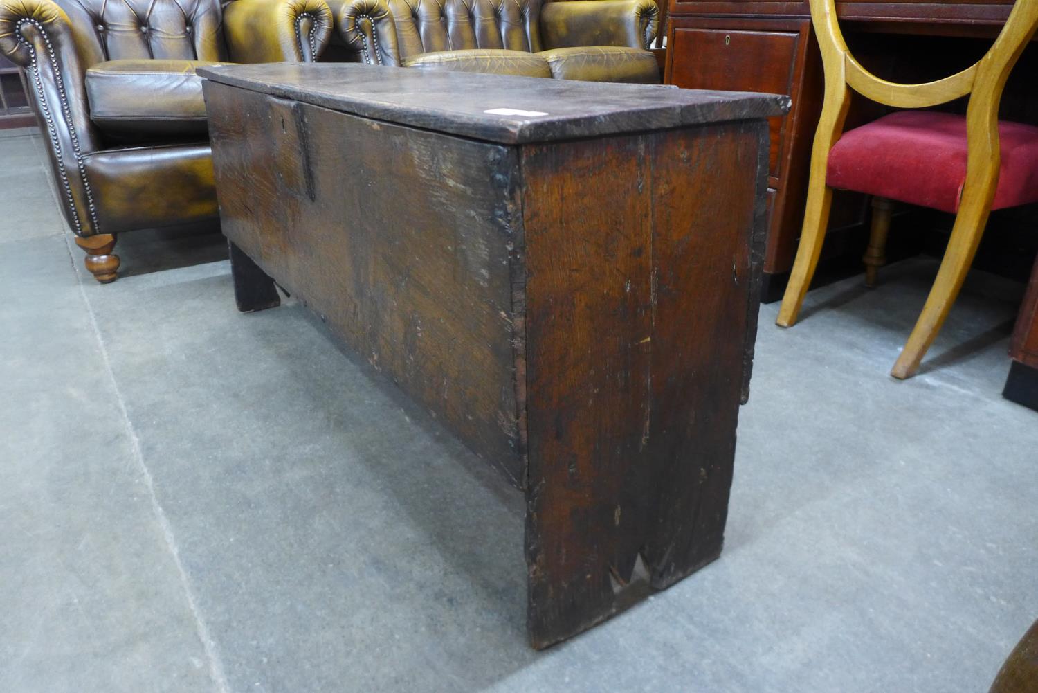 A William III oak six plank coffer - Image 3 of 4