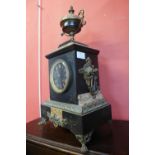 A 19th Century French Belge noir, marble and gilt metal mounted mantel clock