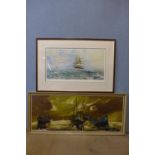 * Hawkes, maritime landscape, acrylic on board and a Robin Goodwin signed limited edition print,