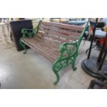 A cast iron ended garden bench