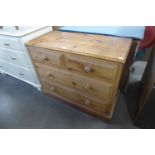 A pine chest of drawers