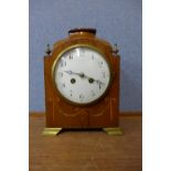 An early 20th Century inlaid mahogany mantel clock