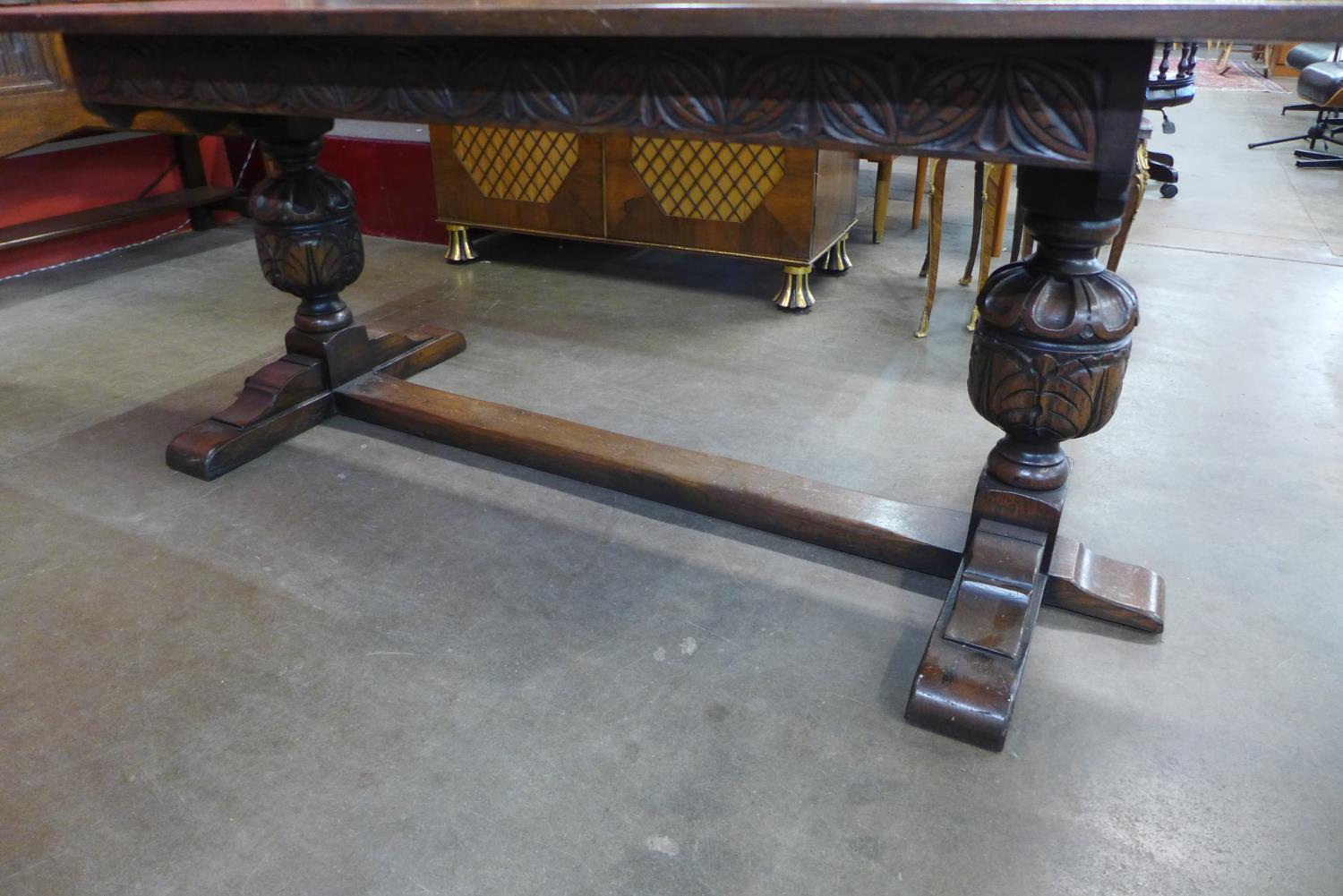 A 17th Century style carved oak refectory table - Image 4 of 4