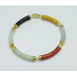 A 14k gold and jade bracelet