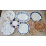 A pink glass bowl set, plates, etc. **PLEASE NOTE THIS LOT IS NOT ELIGIBLE FOR POSTING AND PACKING**